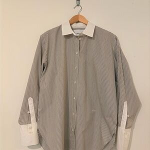 Frame Black and White Striped Dress Shirt